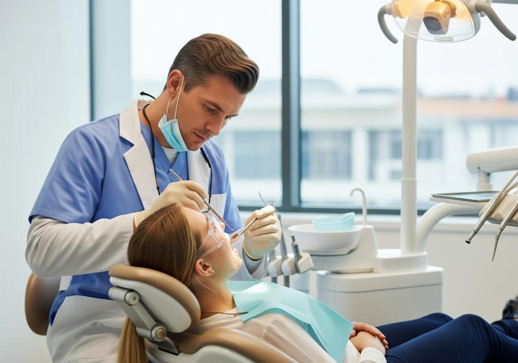 dentist treating the patient