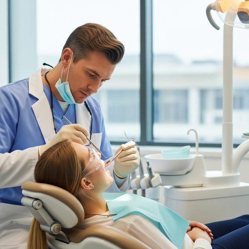 dentist treating the patient