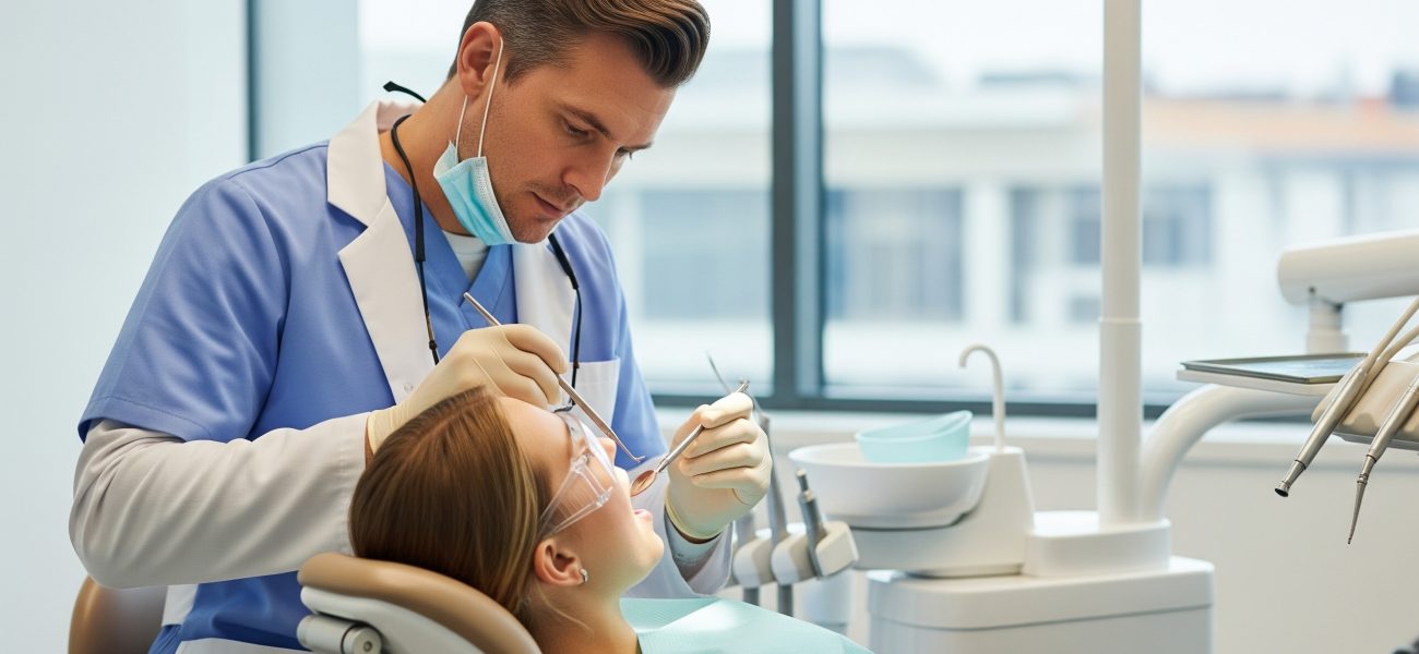 dentist treating the patient