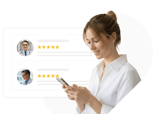 woman is browsing doctors at medicaroute website